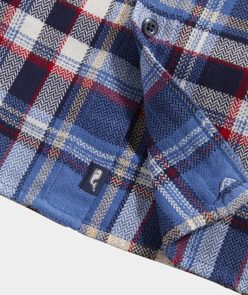 Vineyard Vines Men's Flannel Plaid Herringbone Workshirt - Blue Moon