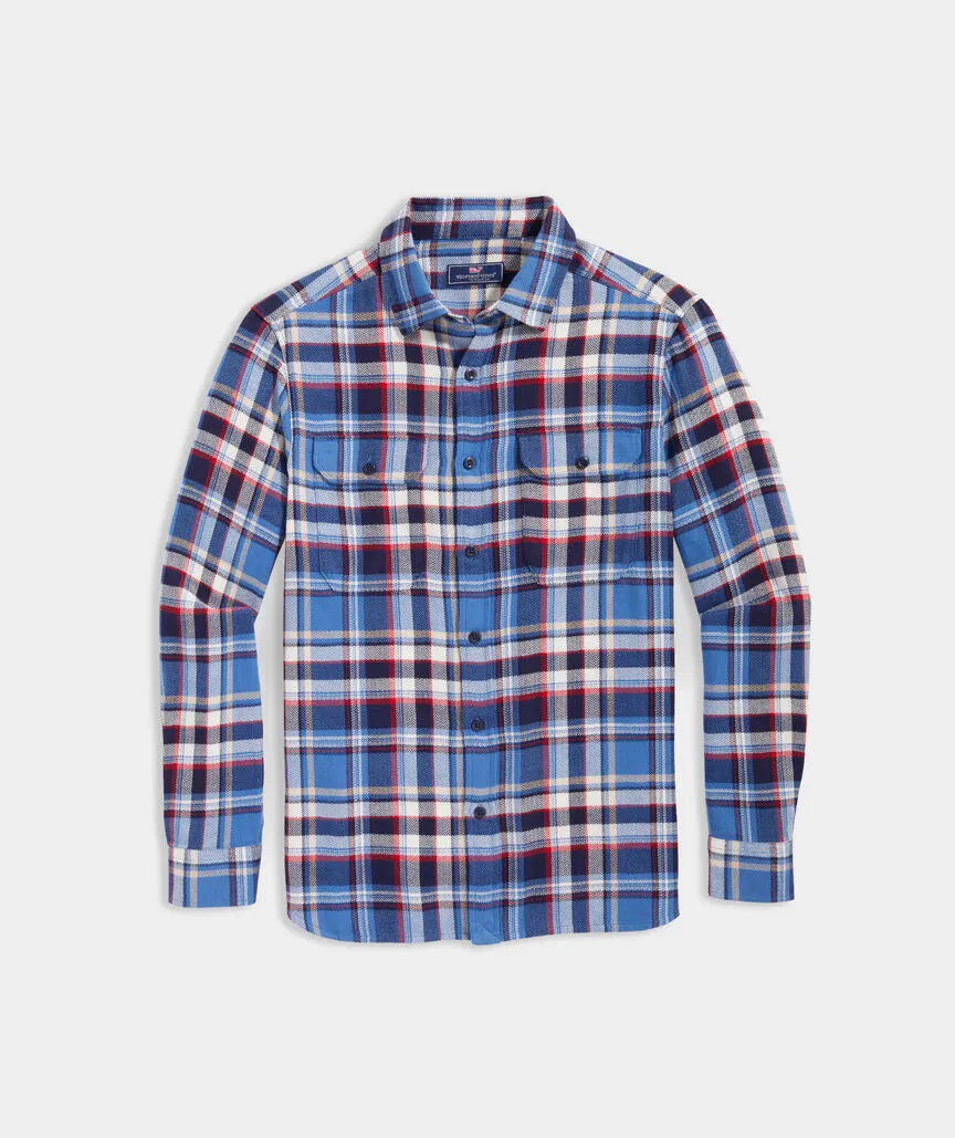 Vineyard Vines Men's Flannel Plaid Herringbone Workshirt - Blue Moon