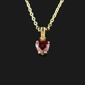 Vintage 10K Gold Diamond Garnet Heart Pendant Necklace