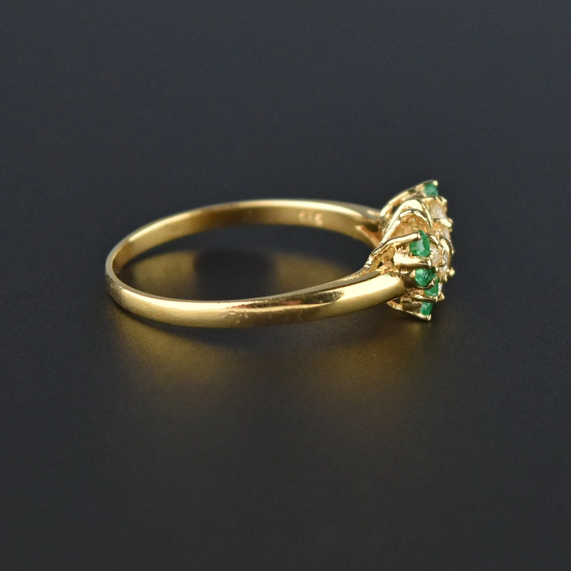 Vintage 14K Gold Emerald Diamond Butterfly Ring