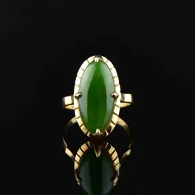 Vintage 14K Gold Jade Navette Style Ring