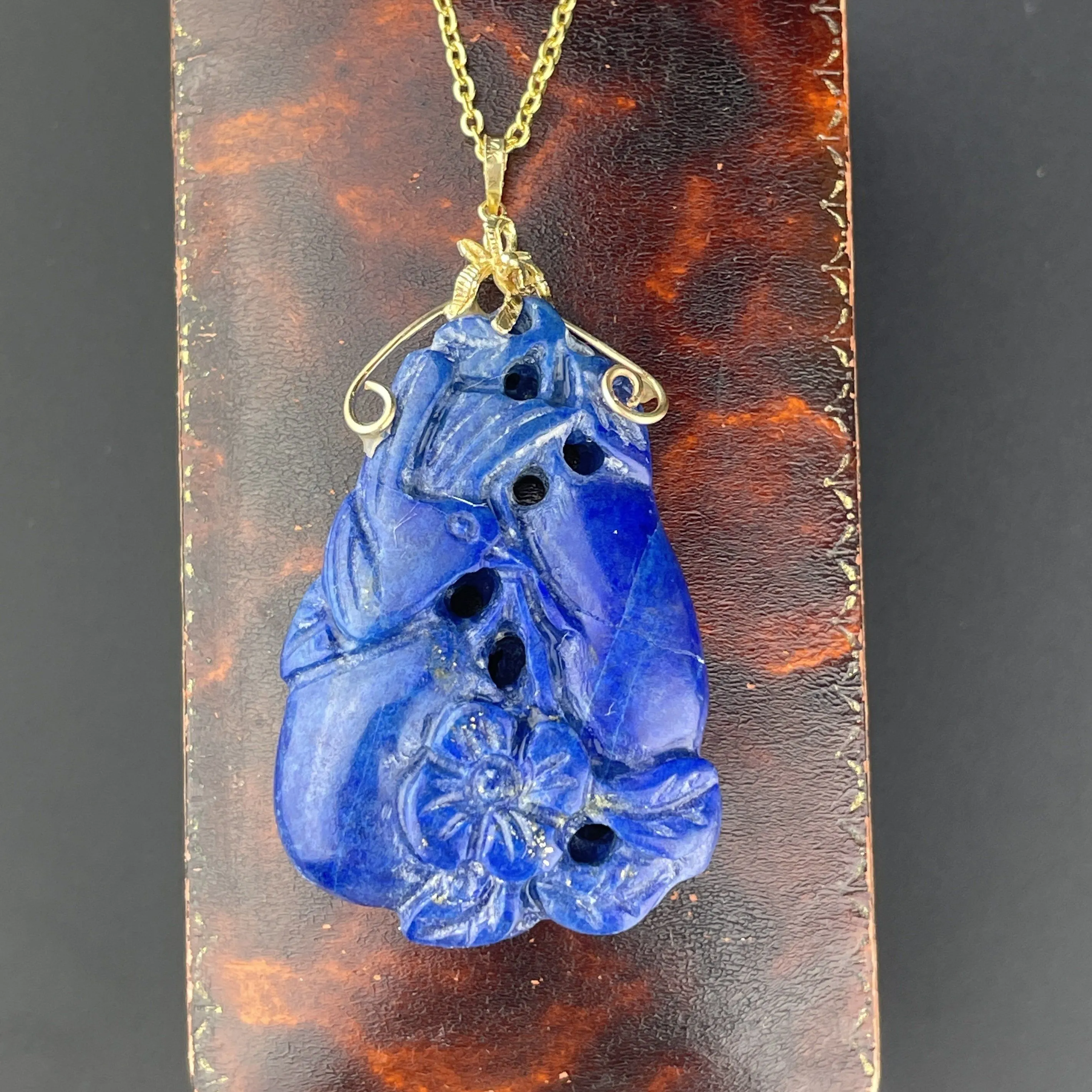 Vintage 14K Gold Lapis Lazuli Pendant