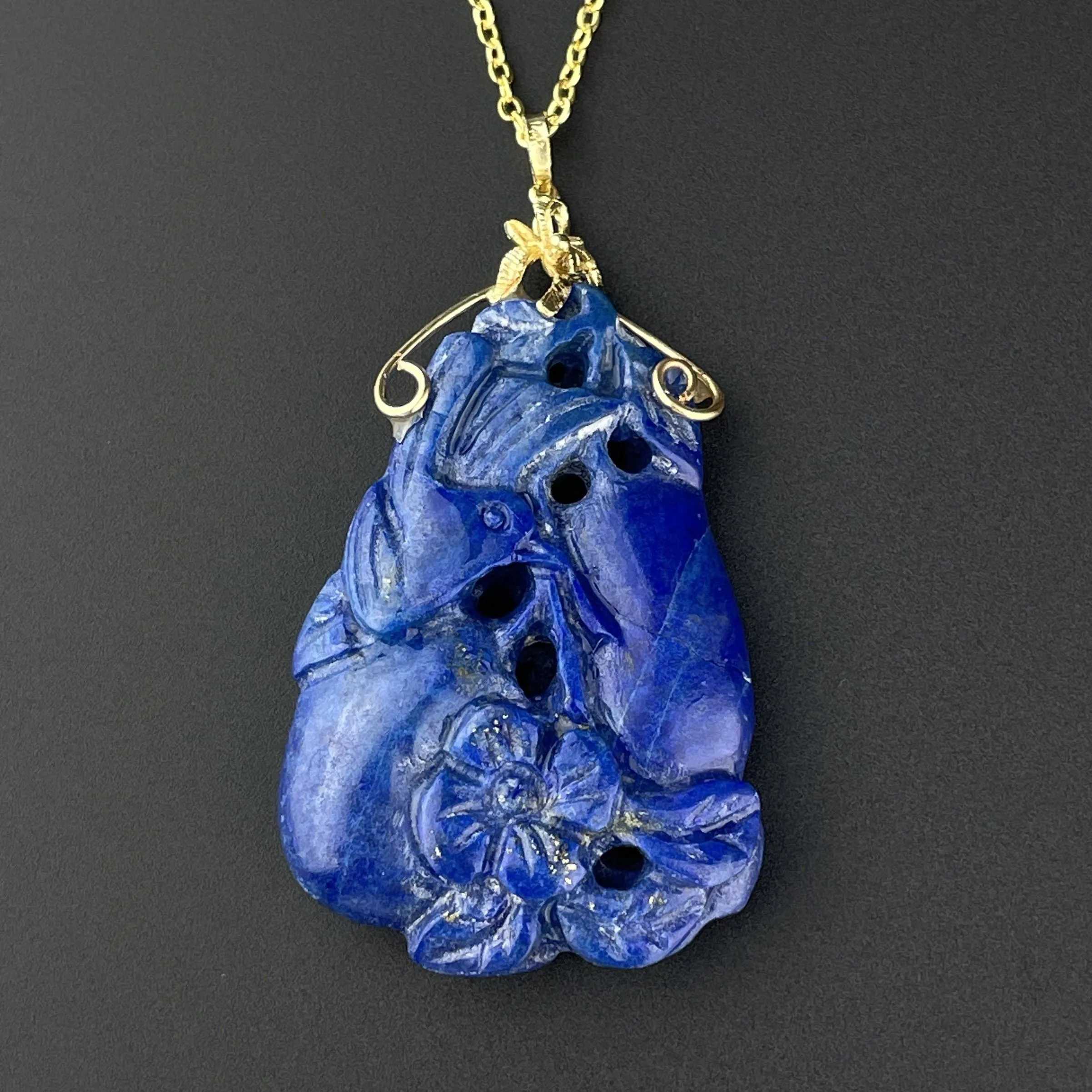 Vintage 14K Gold Lapis Lazuli Pendant