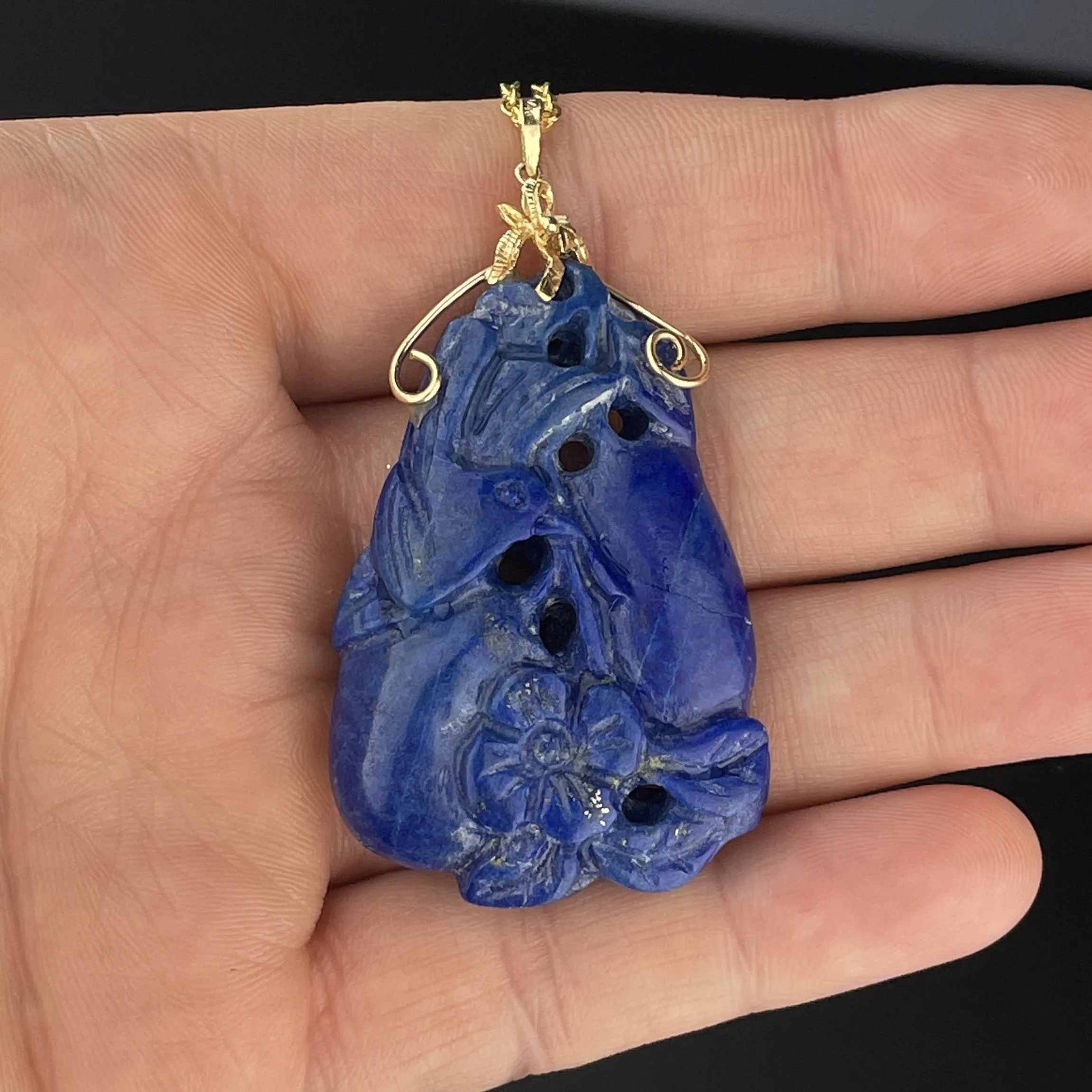 Vintage 14K Gold Lapis Lazuli Pendant