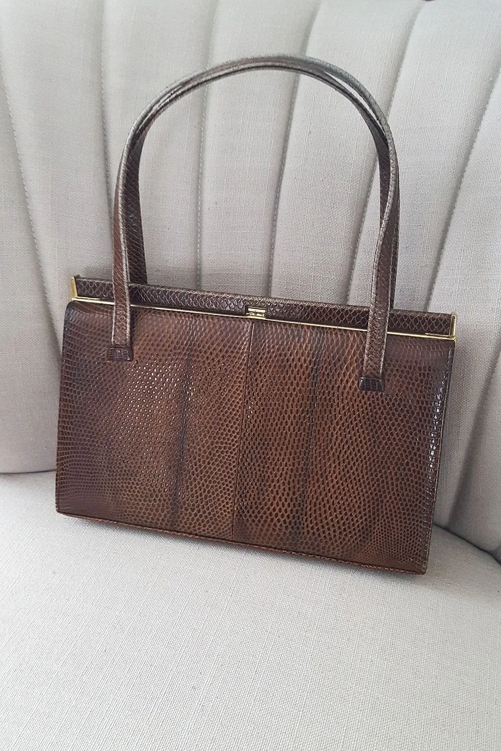 VINTAGE MAPPIN & WEBB Snakeskin Top Handle Bag