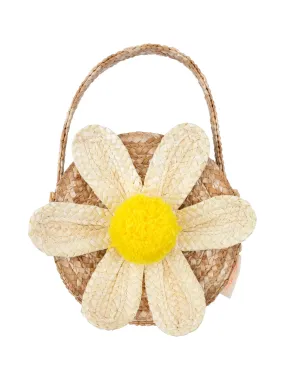 White Daisy Straw Bag