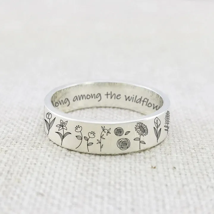 Wildflowers Ring S925 Silver For Nature Lover Gift