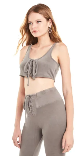 Wildfox Cady Tie Up Crop Tank Top Gray