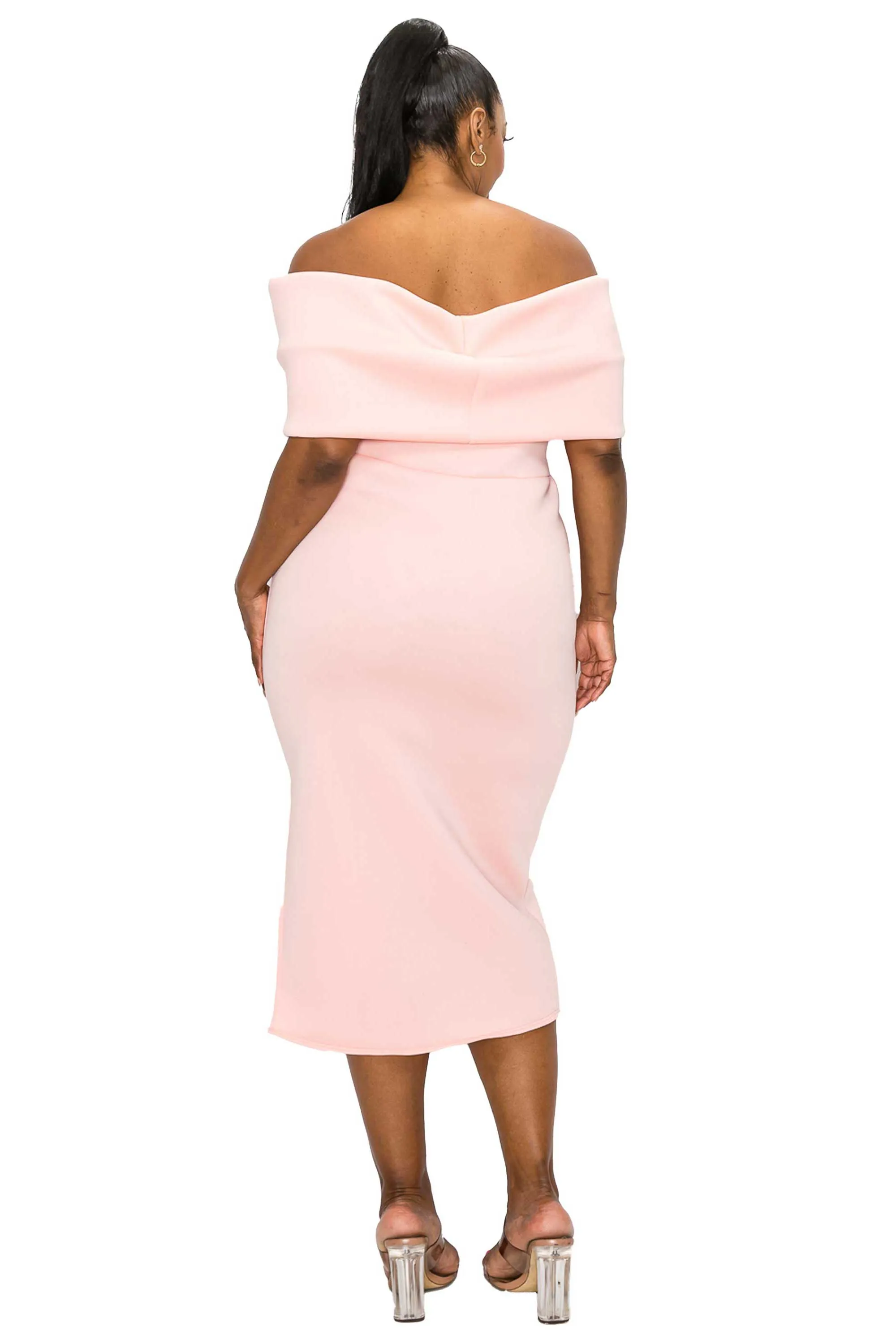 Zariah Ribbon Detail Neoprene Midi Dress